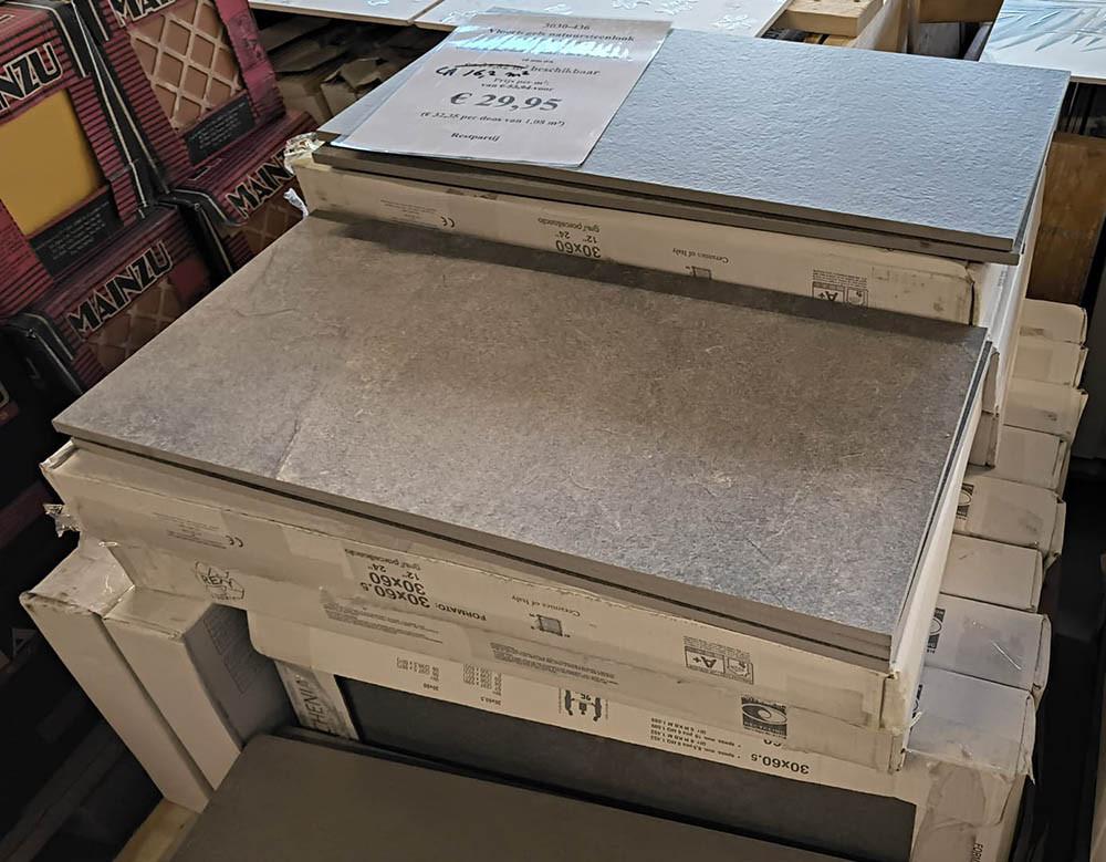 3030-436 natuursteenlook tegels, antraciet, 30x60 cm, prijs per m²