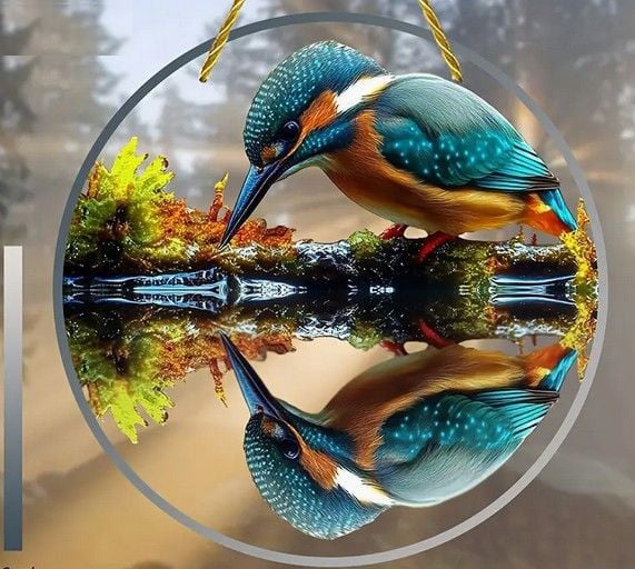 Reflectie ijsvogel #2 ( nieuw ) raamhanger , zonnevanger