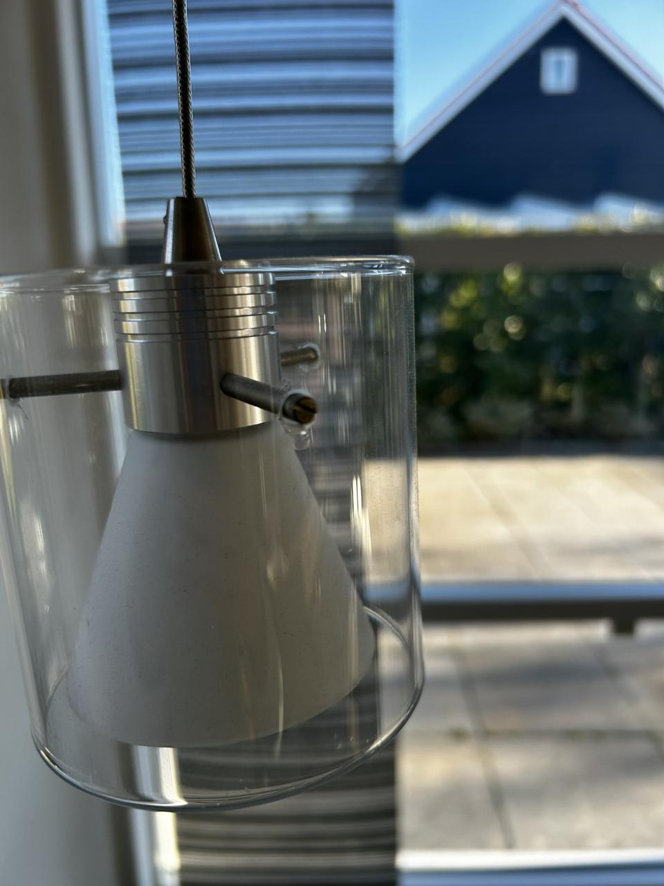 Moderne hanglamp met rvs en glas