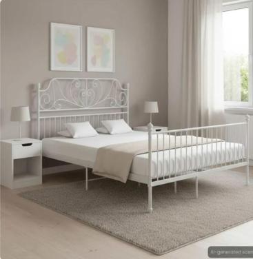 VidaXL Bedframe metaal wit 140x200 cm