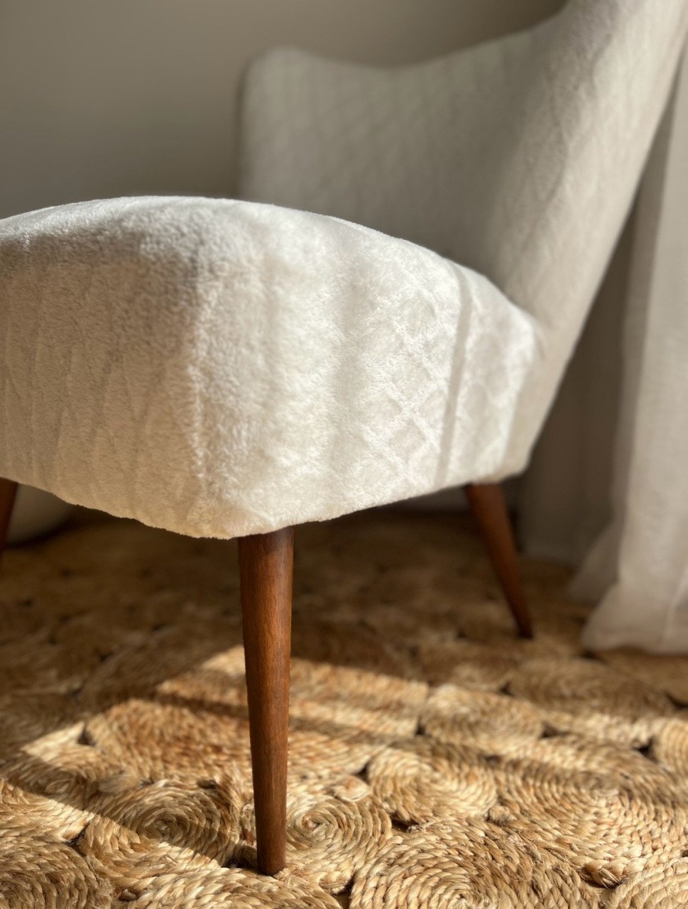 Cocktailstoel Japandi/vintage stijl | Nieuw gestoffeerd