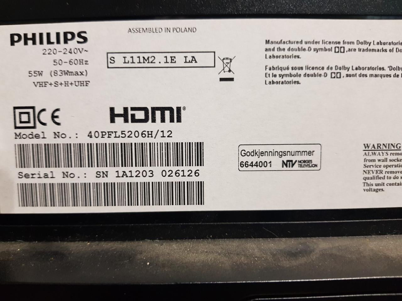TV Philips 40 inch.... 40PFL5206H te koop.