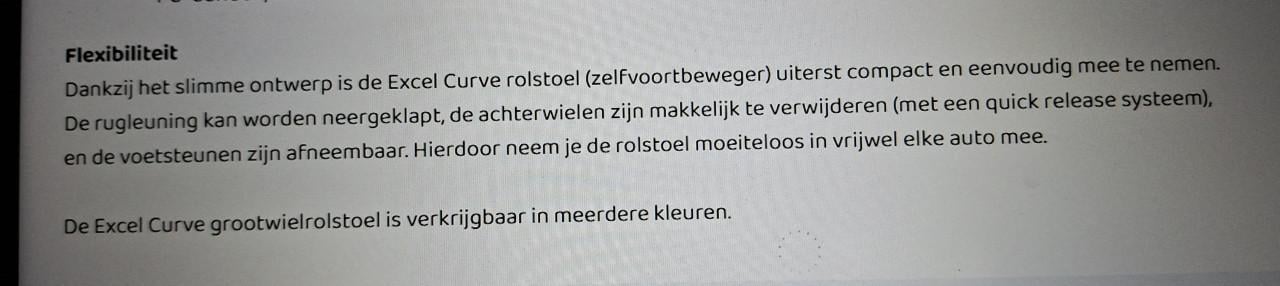 Rolstoel Excel Curve 24 " Nieuw !