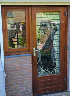 Hardhouten buitendeuren en raam met dubbelglas