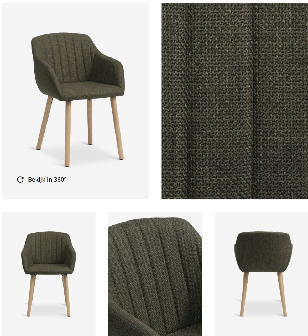 Eethoek rond 105cm wit met 4 stoelen