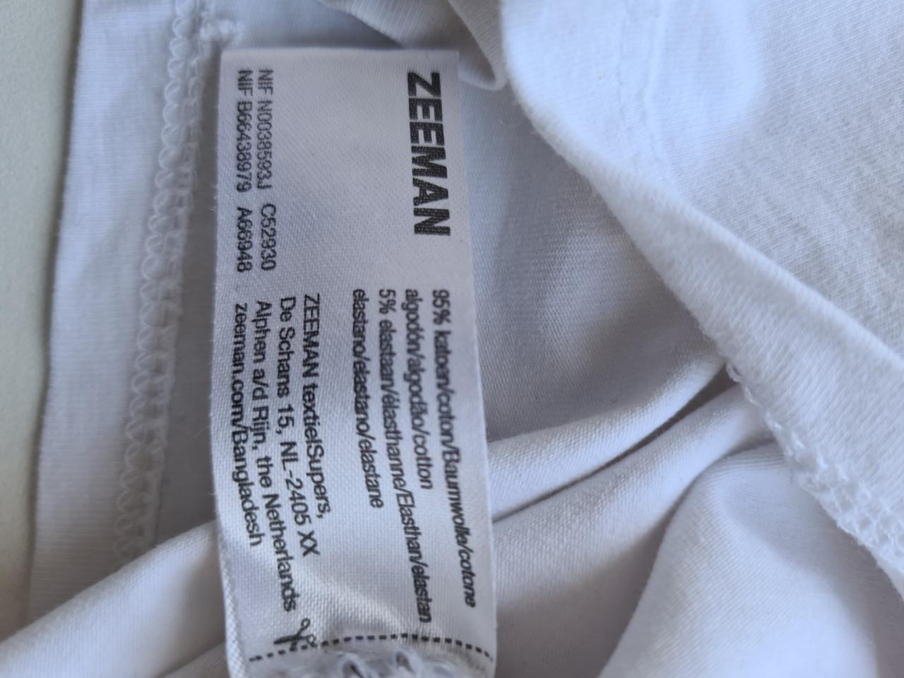 Zeeman wit shirt lange mouwen maat 122/1288