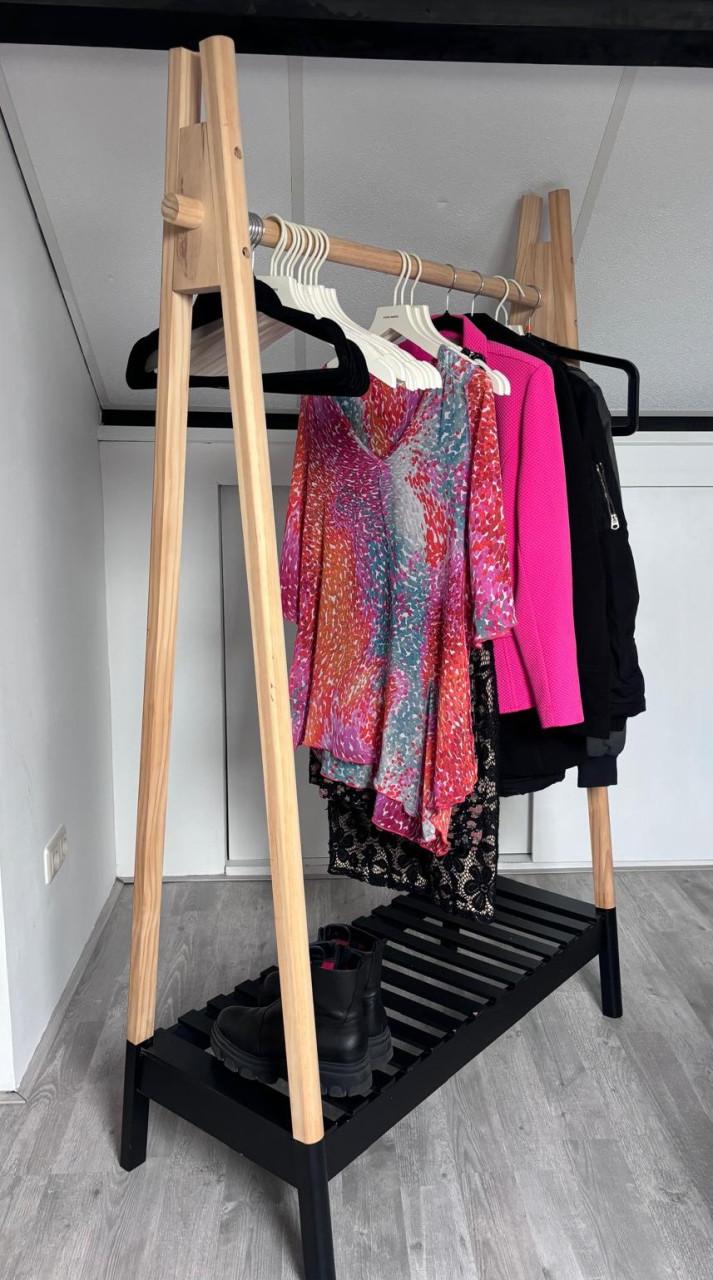 Kledingrek met schoenenrek naturel/zwart