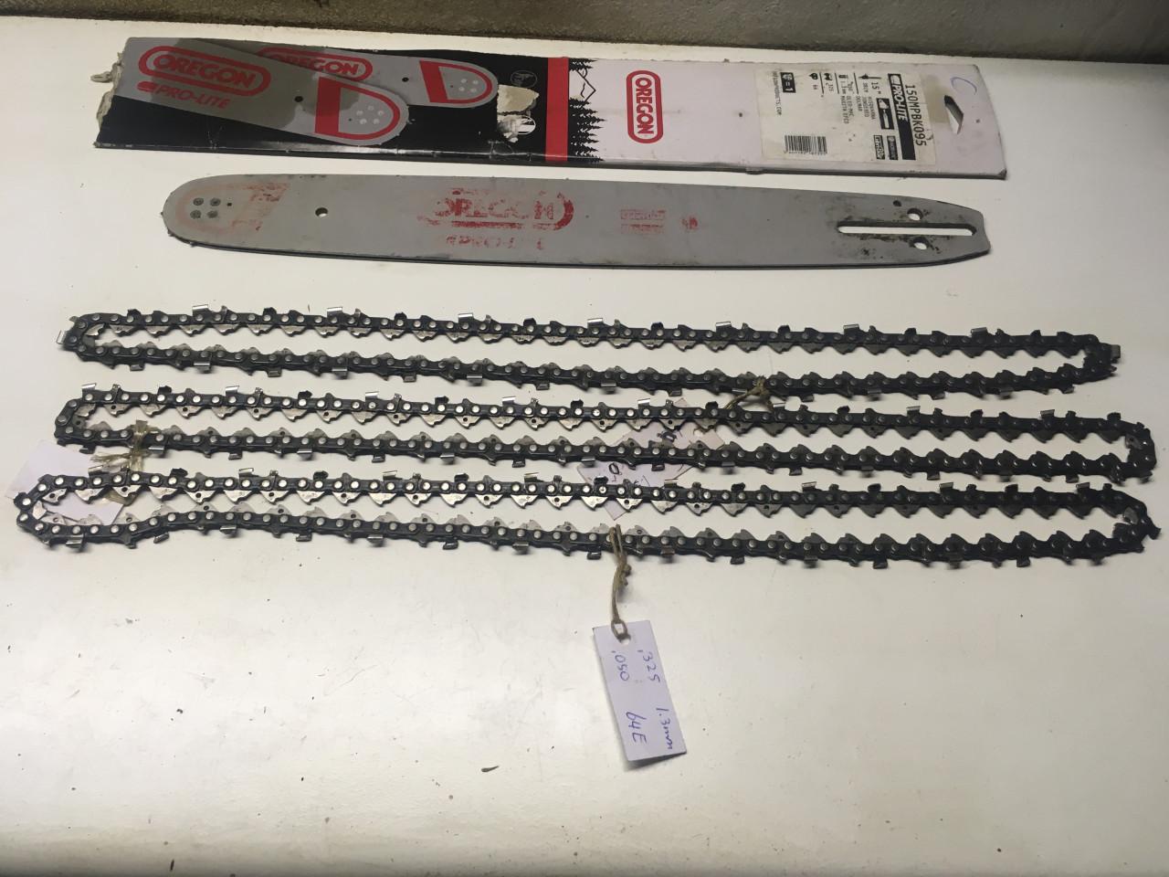 Oregon zaagblad 38cm met 3 oregon zaagkettingen in goede staat