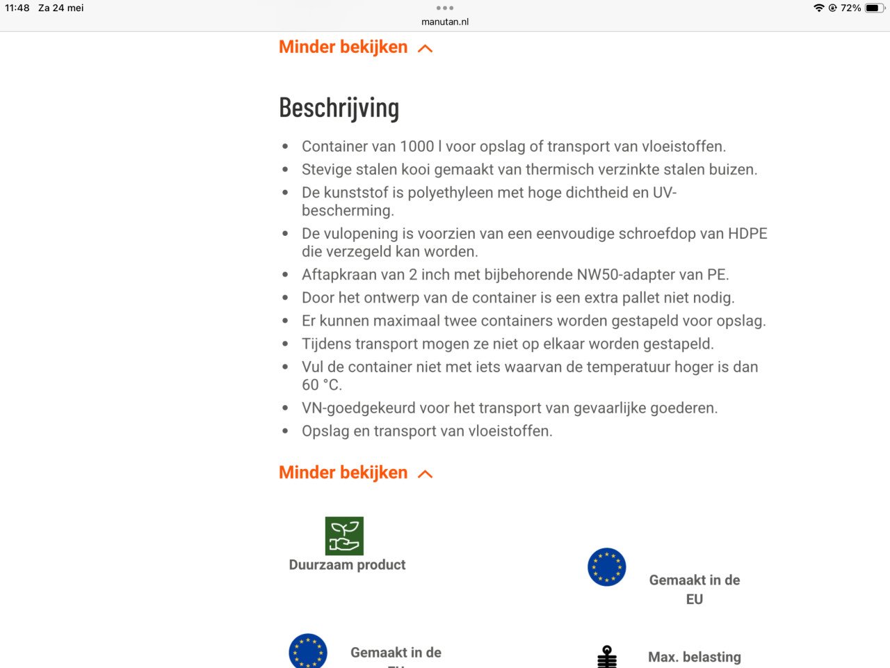 IBC vat 1000 liter nieuw