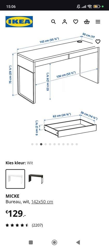 Bureau + stoel  Ikea