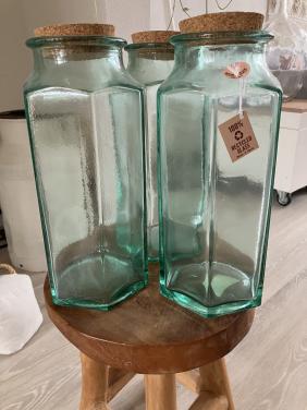 3 stuks nieuw glazen voorraad potten