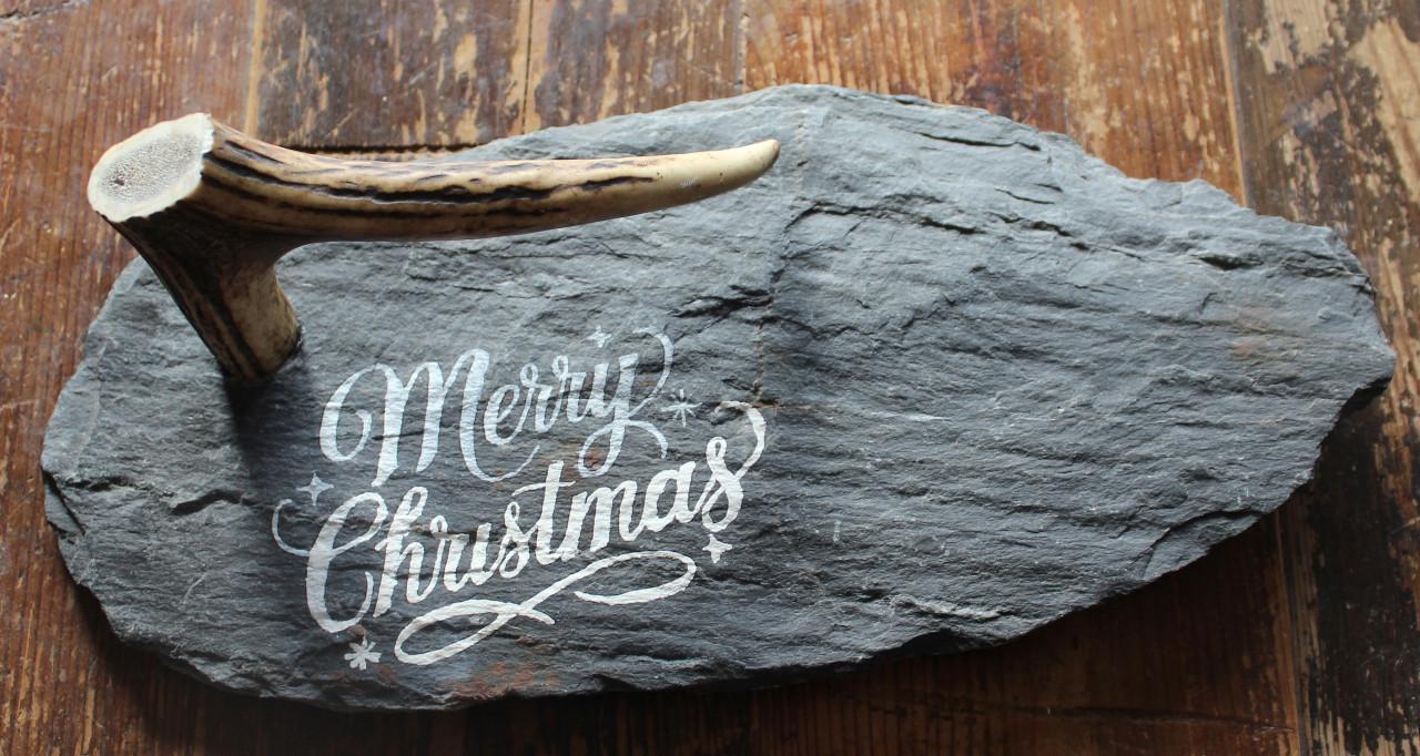 Tapas leisteenplankje "Merry Christmas"