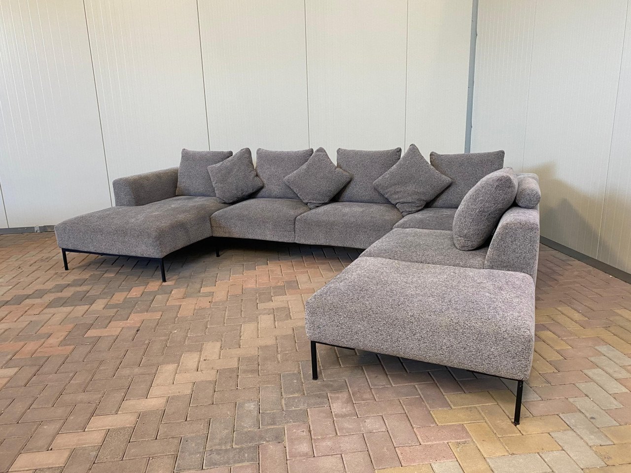 GRATIS LEVERING HEEL NL Montel Grote Grijs Stoffen U-Bankstel