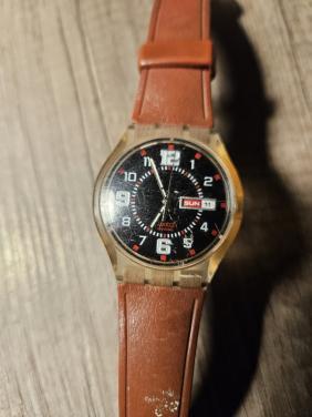 Vintage Swatch jelly Polshorloge met Leren Bandje