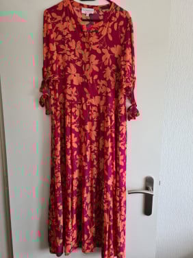 Fuchsia / oranje maxi jurk van An Lemmens X LOLALIZA Met 3/4 mouwen  Maat M