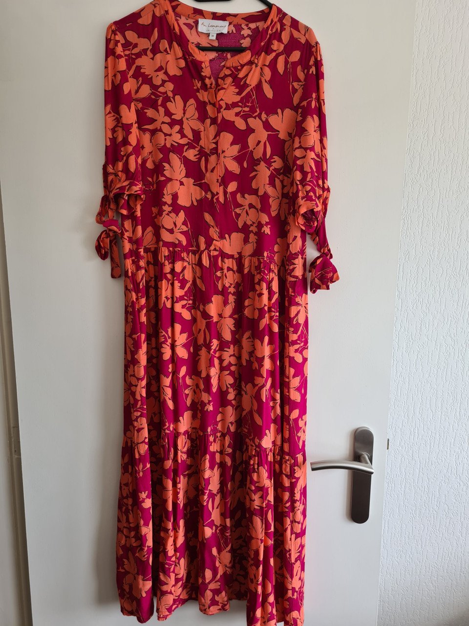 Fuchsia / oranje maxi jurk van An Lemmens X LOLALIZA Met 3/4 mouwen  Maat M