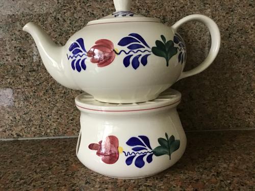 Boerenbont theepot met theelicht