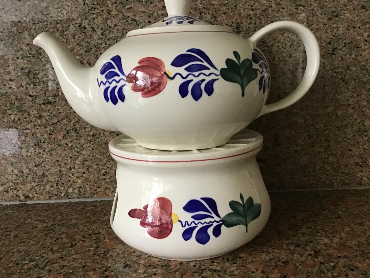 Boerenbont theepot met theelicht