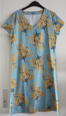 Jurk blauw met gele bloemen maat m