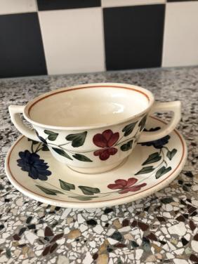 Boerenbont soepkom met schotel