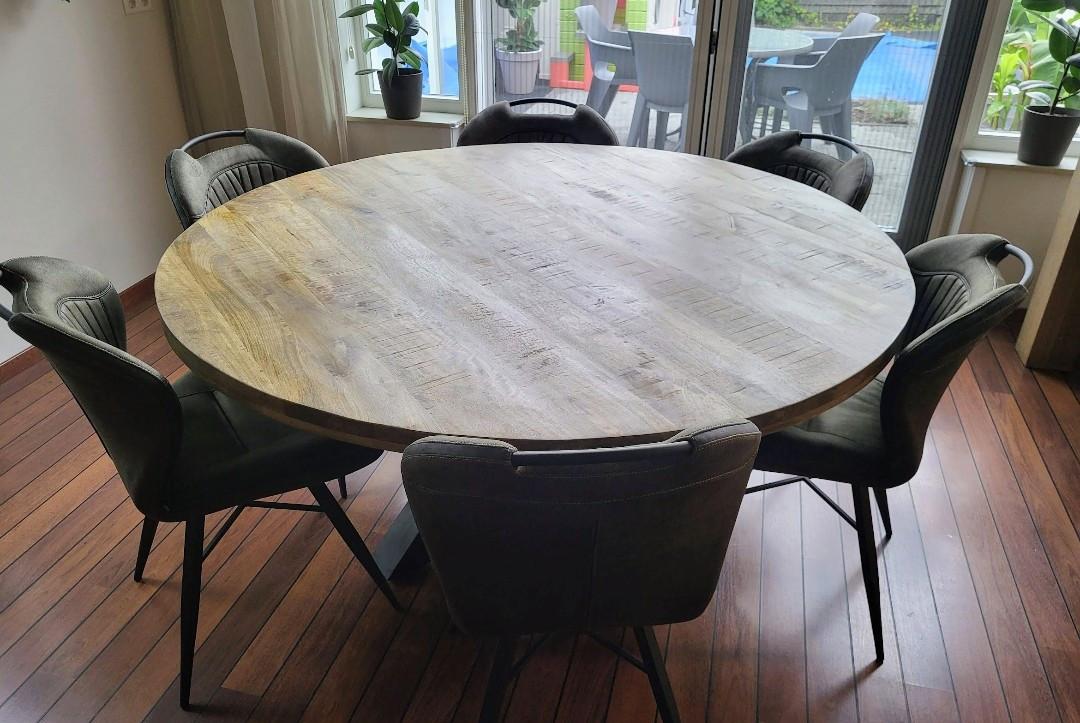 Z.g.a.n. eettafel rond 160 mangohout