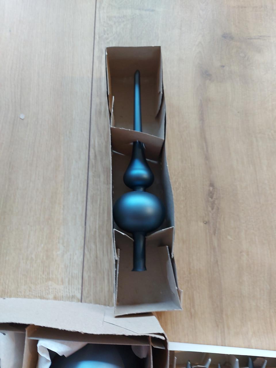 Mooie set mat blauwe kerstballen (mondgeblazen)