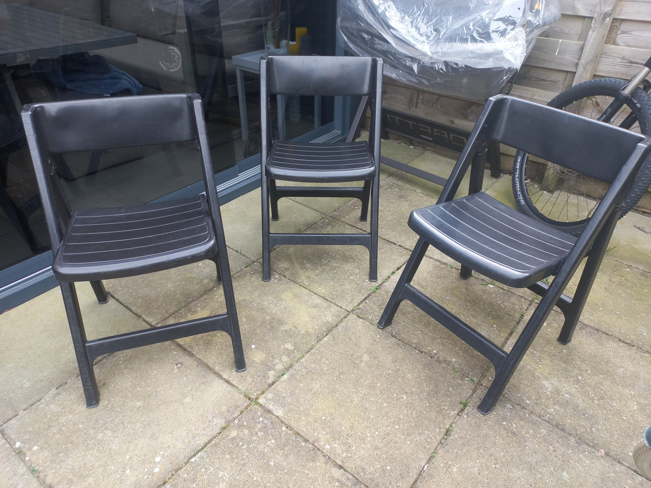 3x stevige pizzicato  inklapbaar tuin stoelen.