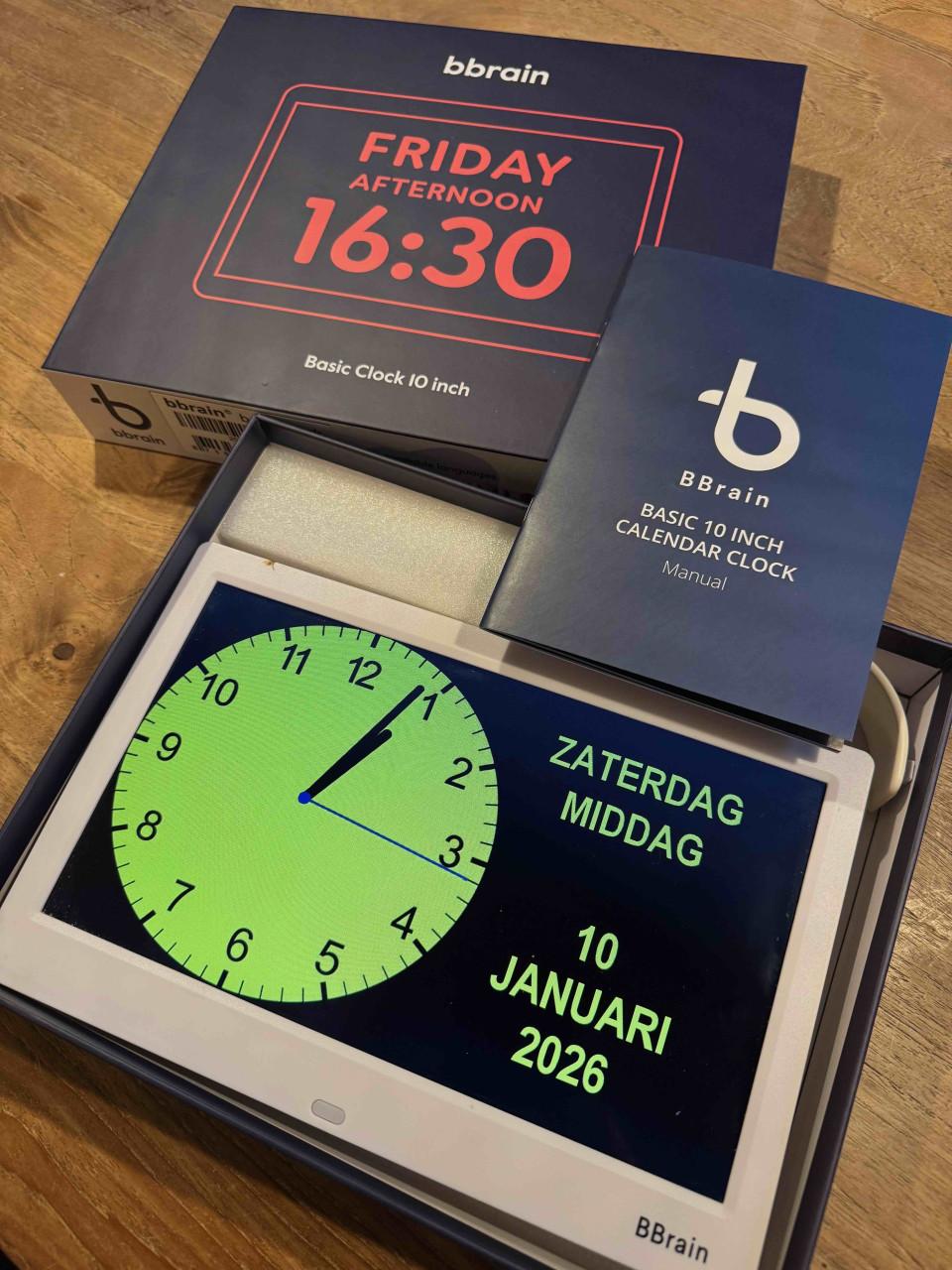BBrain digitale dementie klok, compleet in doos met gebruiksaabwijzing