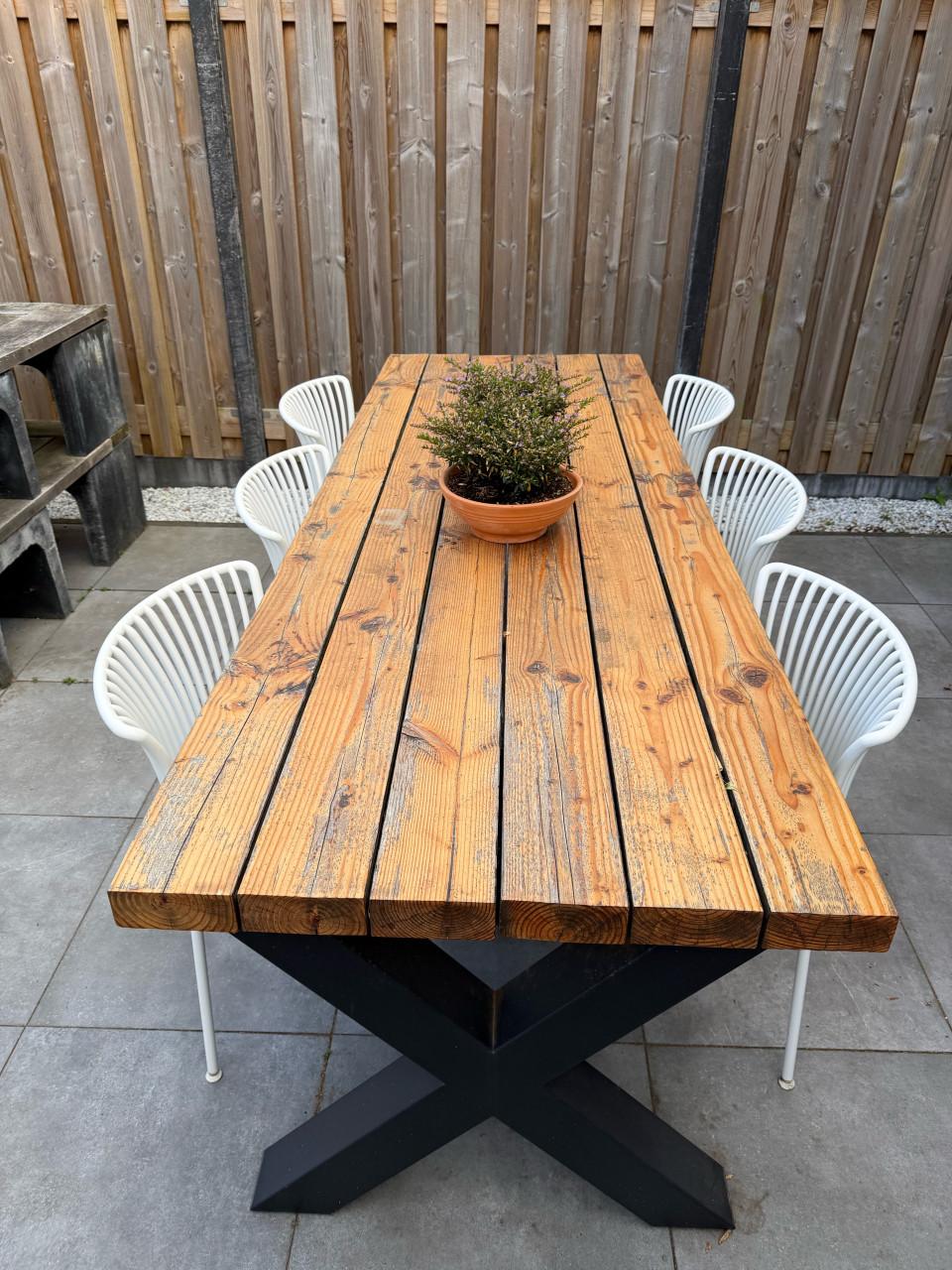 Hard houten buitentafel TEAK + 6 stoelen