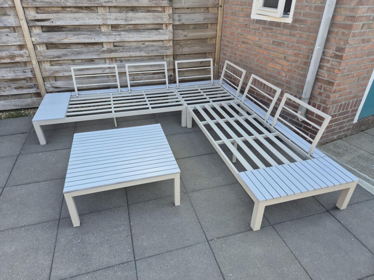Aluminium/Hout Loungeset 246 x 246 cm (bezorging mogelijk)