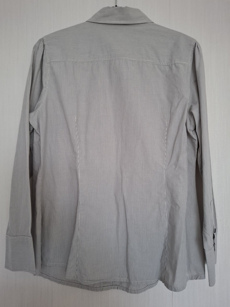 Didi blouse khaki/wit vertikaal gestreept, lange mouwen. Maat XXL