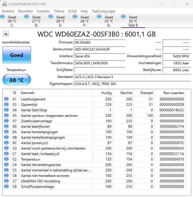 Western Digital 6TB harde schijf SATA
