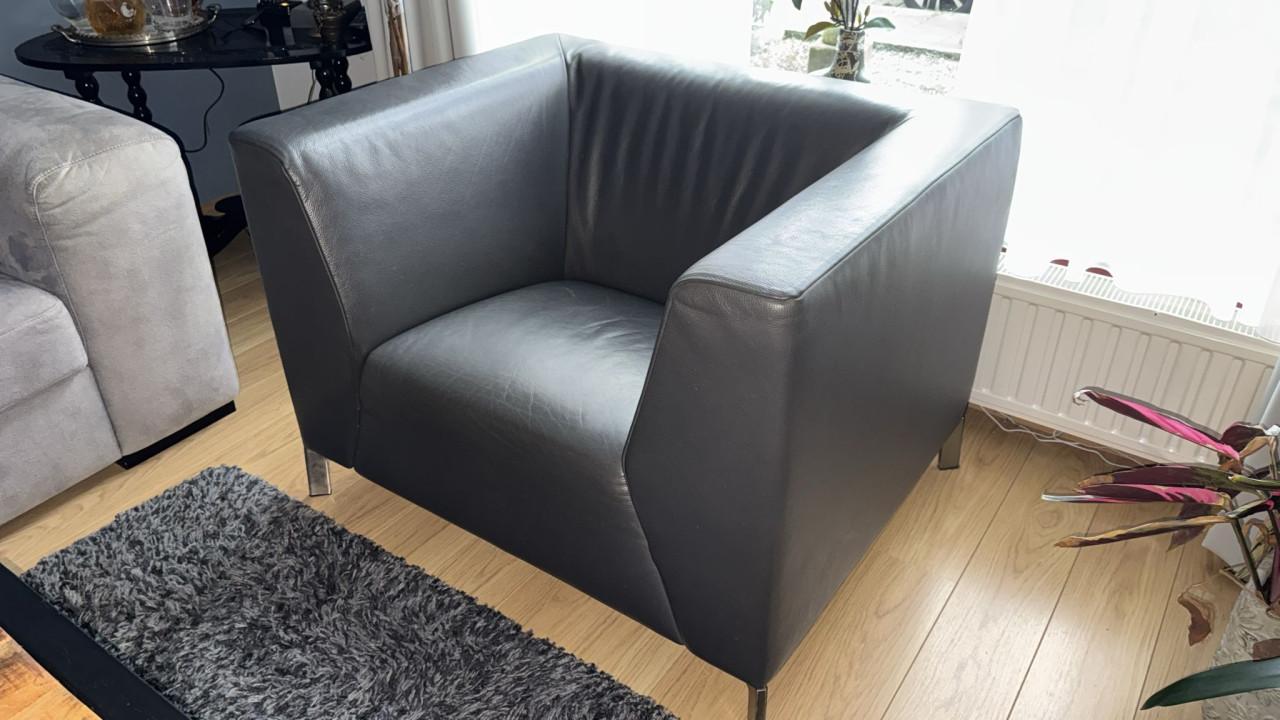 Antraciet leren relax fauteuil