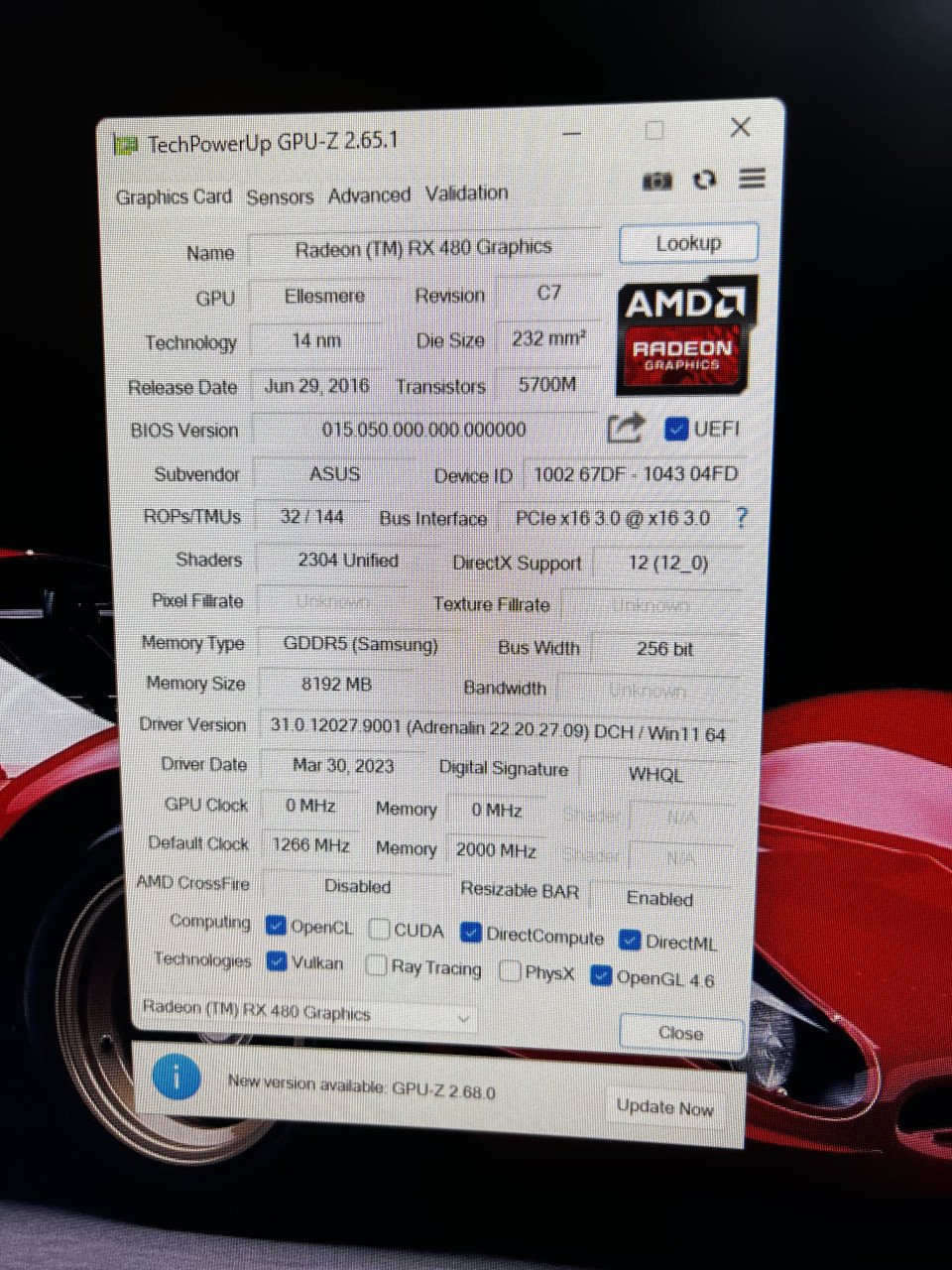 Rx 480 rog strix 8gb asus