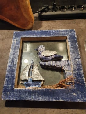 Leuke martitieme Wand decoratie van metaal, glas en hout, in goede staat...