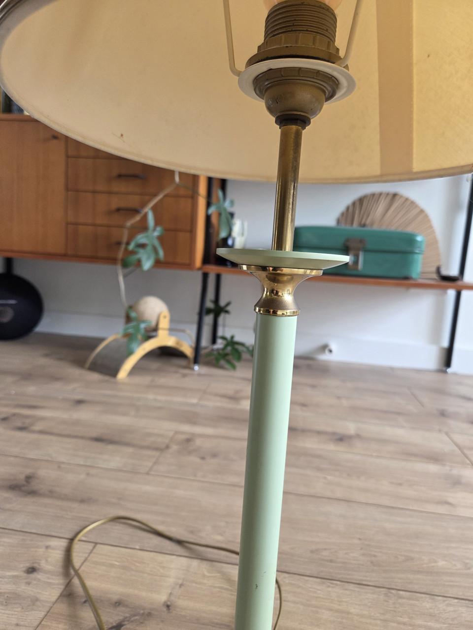 Vintage messing tafellamp met kap – 68 cm – sfeervol