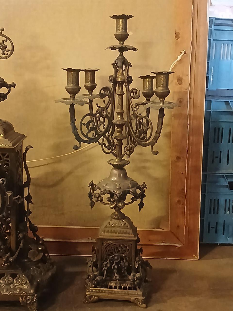 Antiek bronzen schouwstel