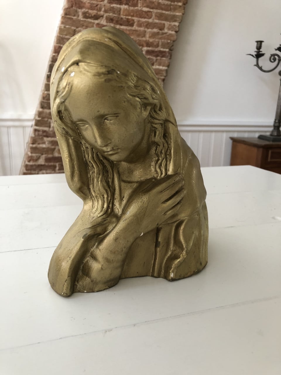 Mooi verguld brocante heilig Maria wandbeeld