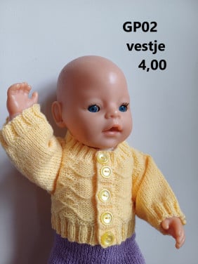Baby born / babyborn vestje . Opbrengst KiKa. Poppenkleertjes.