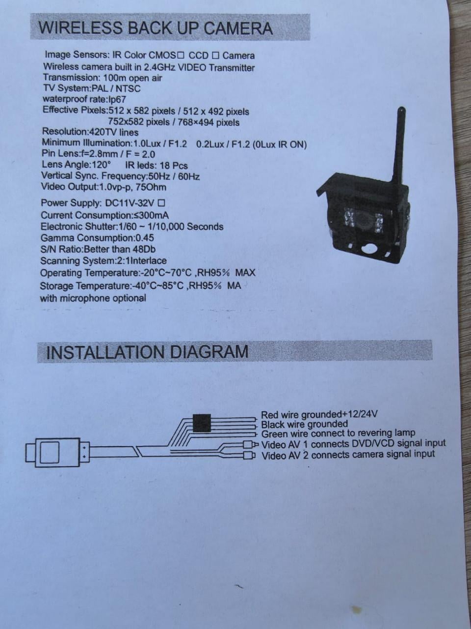 Achteruitrijcameraset voor caravan/camper/vrachtwagen