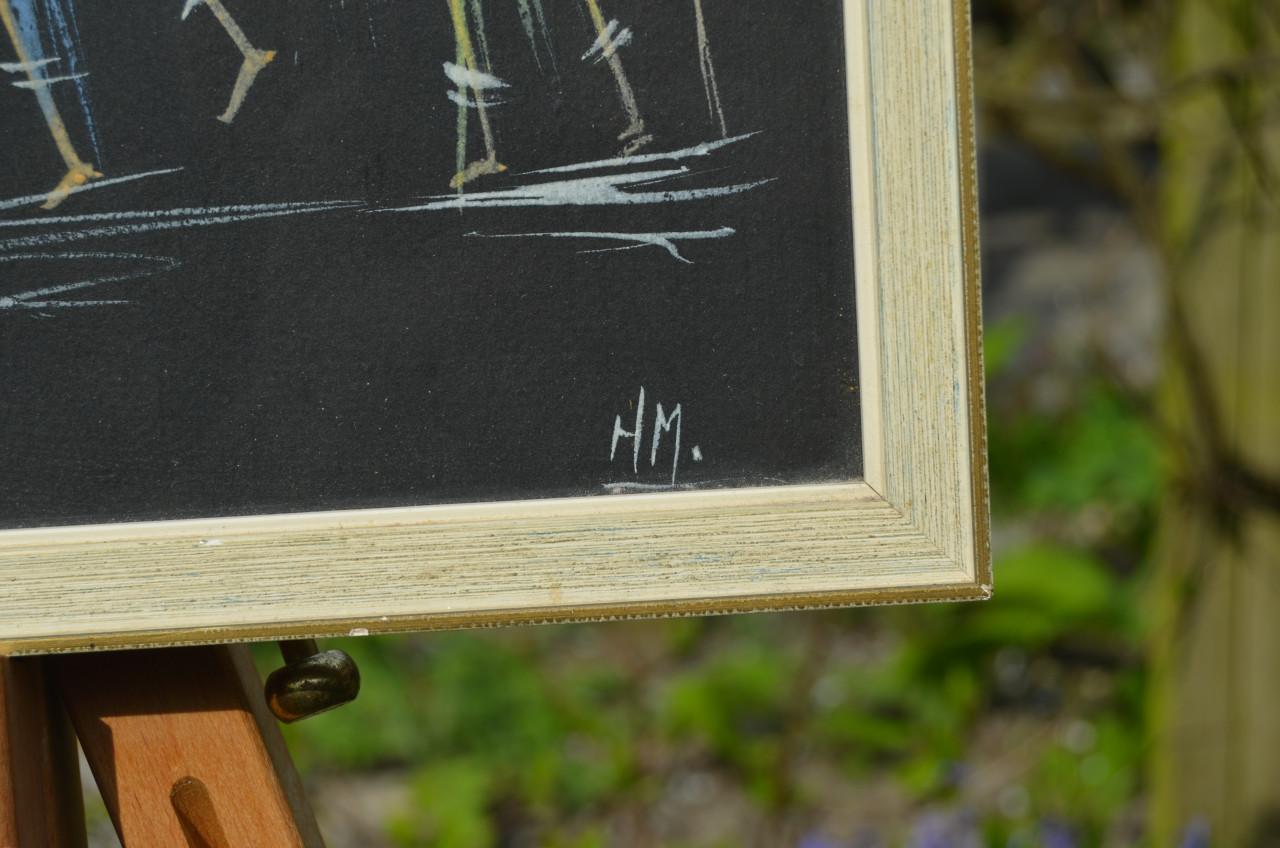 Afbeelding van een Afrikaans tafereeltje gesigneerd 'HM' (1)