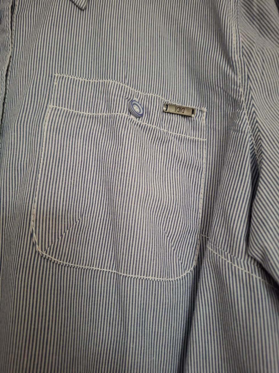 Didi blouse blauw/wit vertikaal gestreept, lange mouwen. Maat XXL