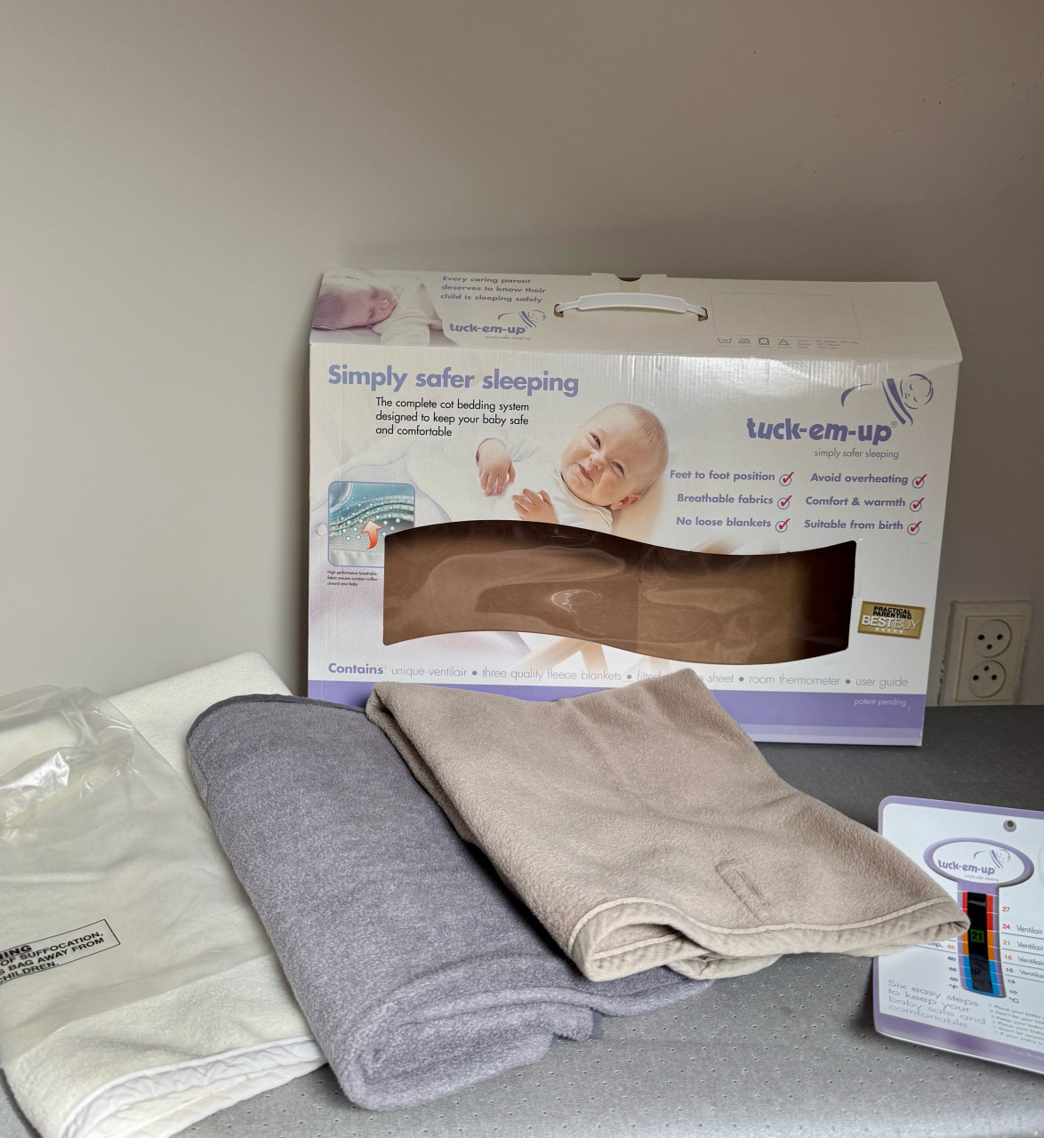 Baby veilig slapen. set met 3 dekens