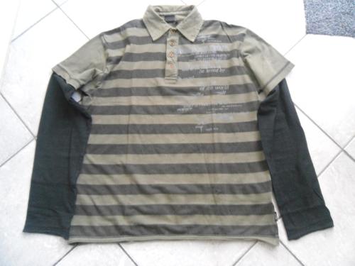 GROEN ZWARTE POLO LANGE MOUW XL