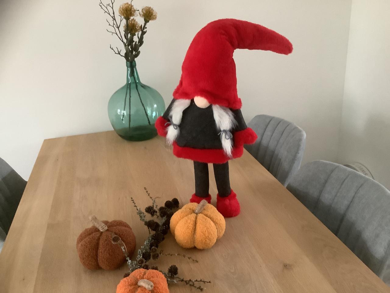 Supergrote Kerst Gnoom 65 cm, met een veer waardoor het beweegt