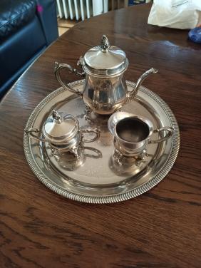 Vintage Verzilverde Theeset - 4-delig met Dienblad
