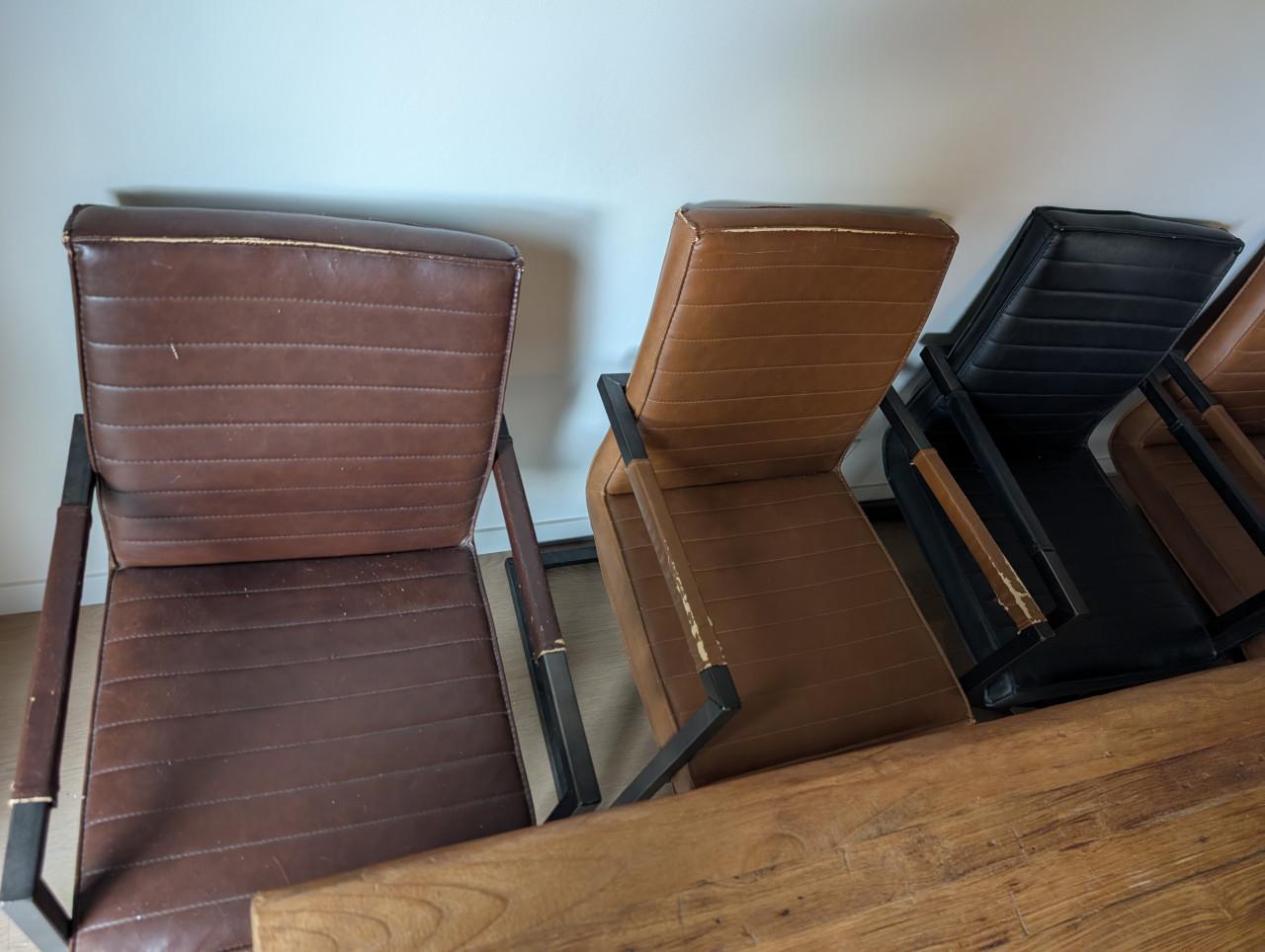 6x Industriële Armstoelen Caldes (Pronto Wonen) – PU-leer