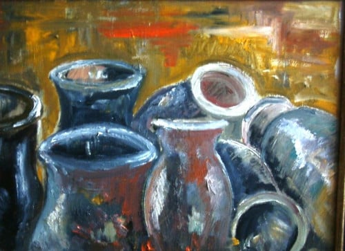 Div vazen  100 x 80 cm schilderij olie verf  -Veere 60 x 80 cm  30 x40 cm