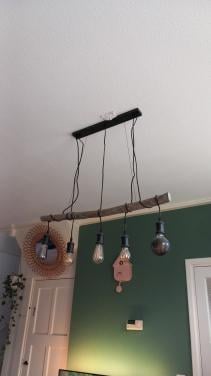 Hanglamp met houte stok