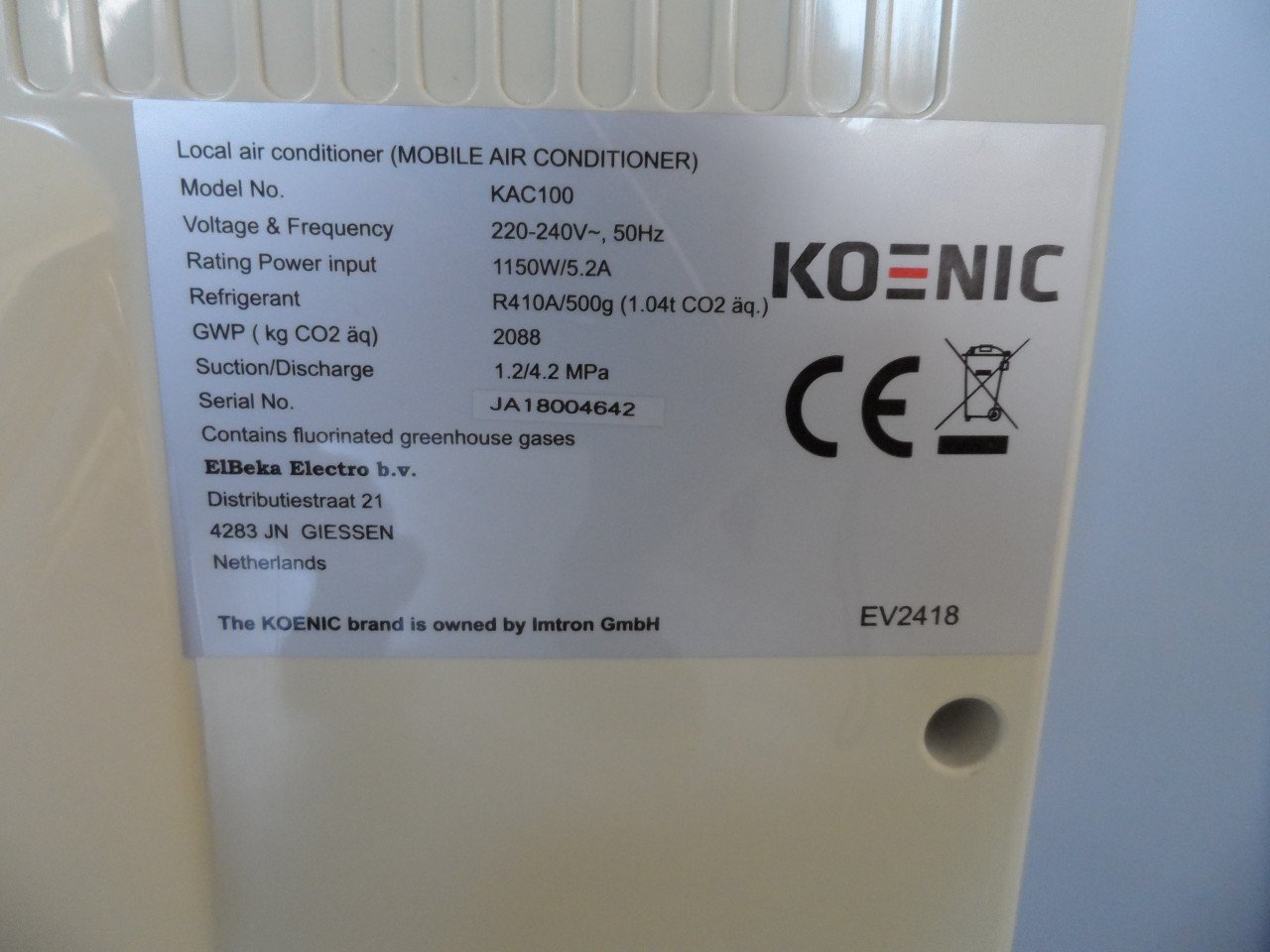 KOENIC In Zeer Goede Staat Mobiele Airco